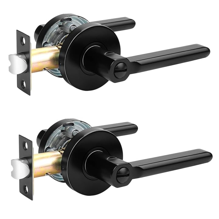 Interior Black Door Handle, Slim Handed Privacy Door Handles, Keyless Door Le...