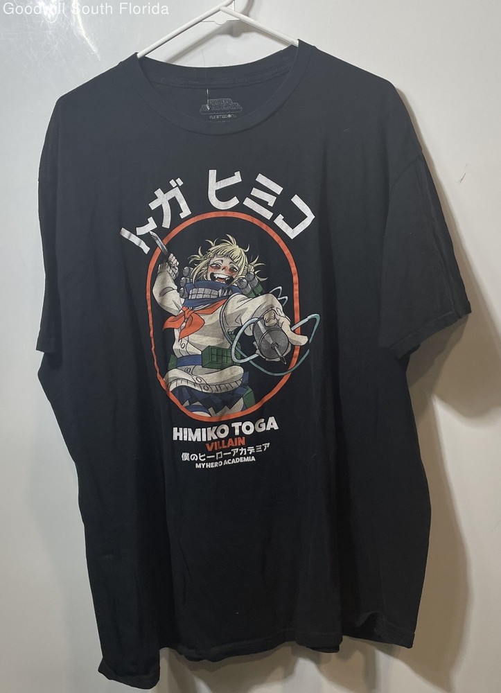 My Hero Academia Mens Black Graphic Print Cotton Pullover T-Shirt Size 2XL