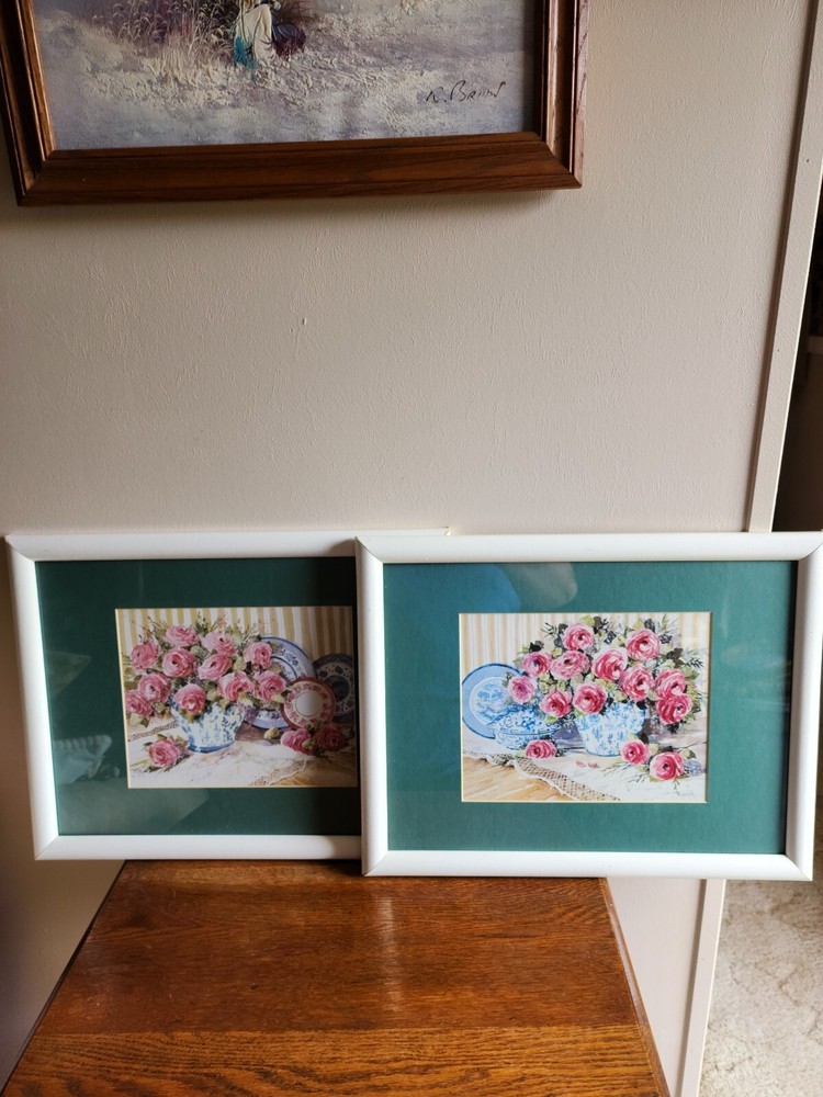 Set of 2 Inpulse Design Inc. Framed Prints Wall Art Decor Floral Shabby Chic