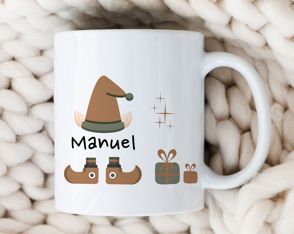 Christmas Mug Personalized Santa's Elf Winter Holiday Gift For Her Xmas Coffee