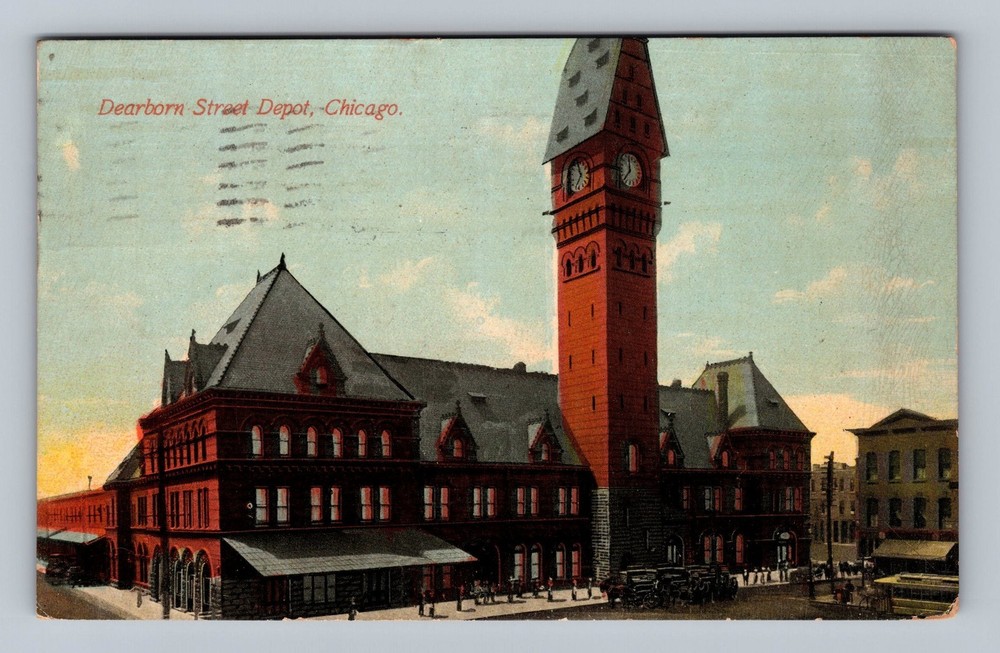 Chicago IL-Illinois Dearborn Street Depot Vintage c1911 Postcard Standard Post