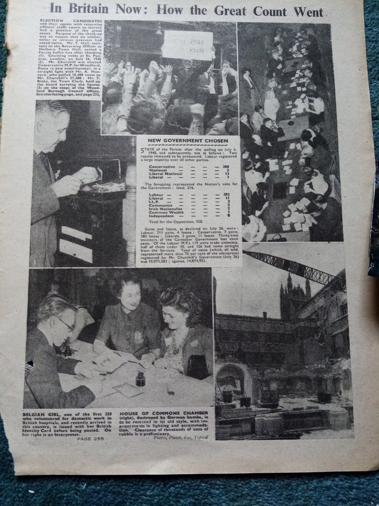 Kvc29 Epheme 1945 ww2 1 page UK general election result