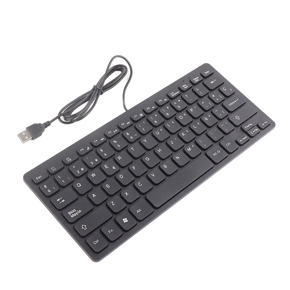 Wired Mini Spanish Keyboard USB Interface for Desktop Computer Ultra Portable