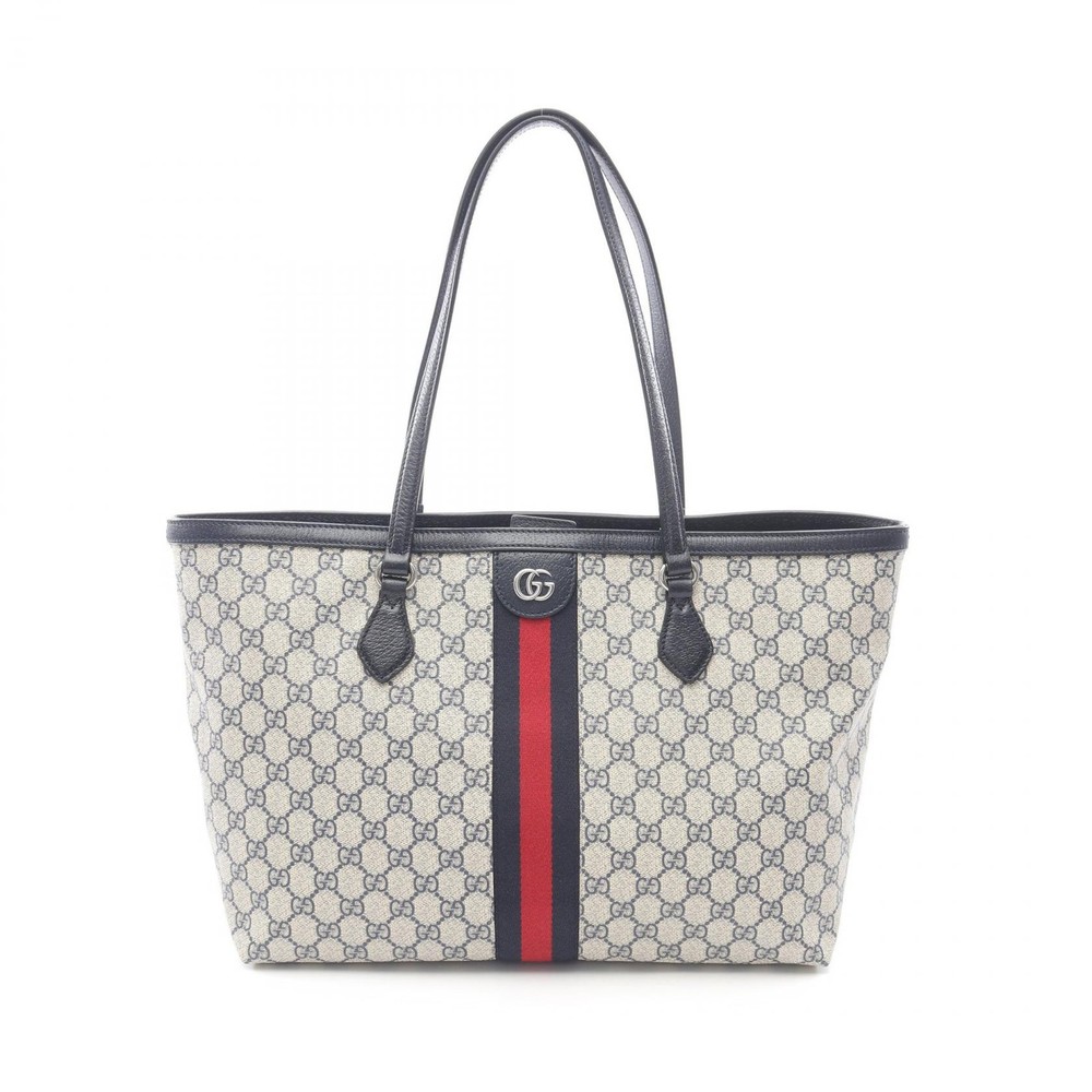 GUCCI GG Supreme Medium Shoulder Tote Bag in Beige Canvas & Leather for Women  