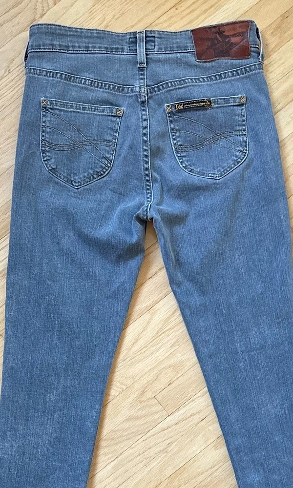 Vivienne Westwood Lee Anglomania Monroe Stretch Jeans Ankle Zip Gray 28 x 33