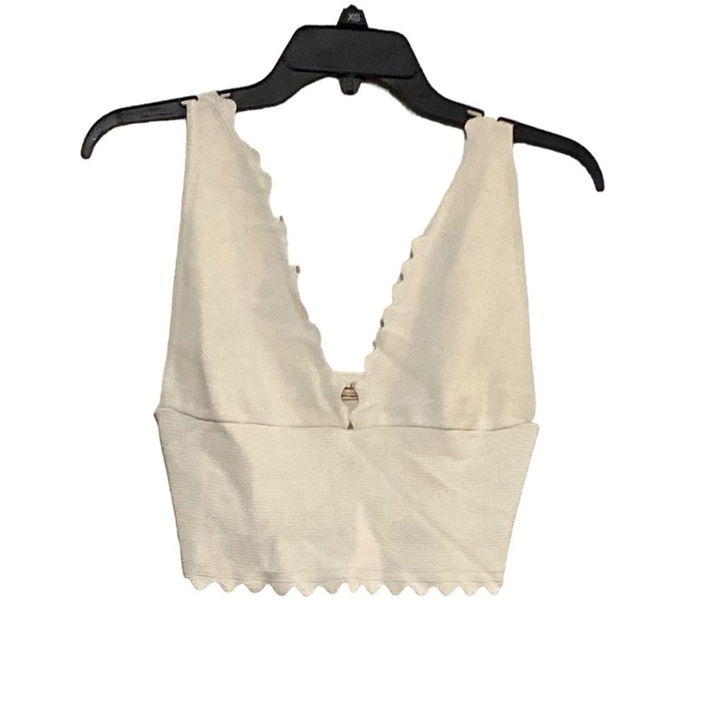 Free People Crop Top Bralette Scalloped Adjustable Strap Tee - Size M