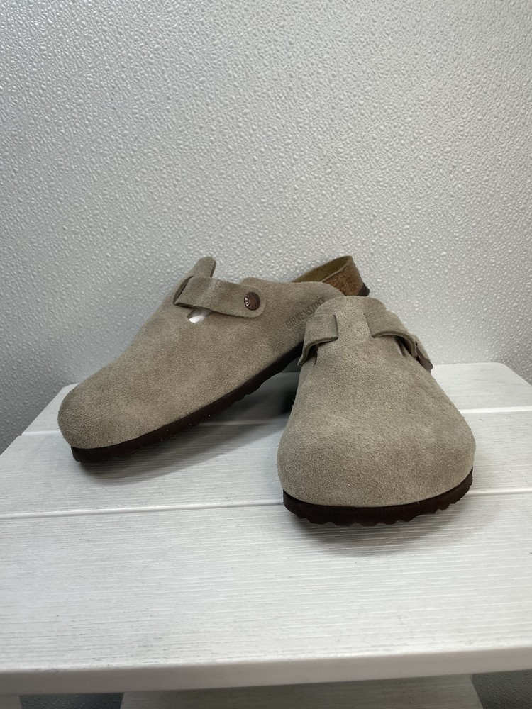 Birkenstock Boston BS Unisex Mens 6 Womens 8 Taupe Suede Slip On Comfort Clogs
