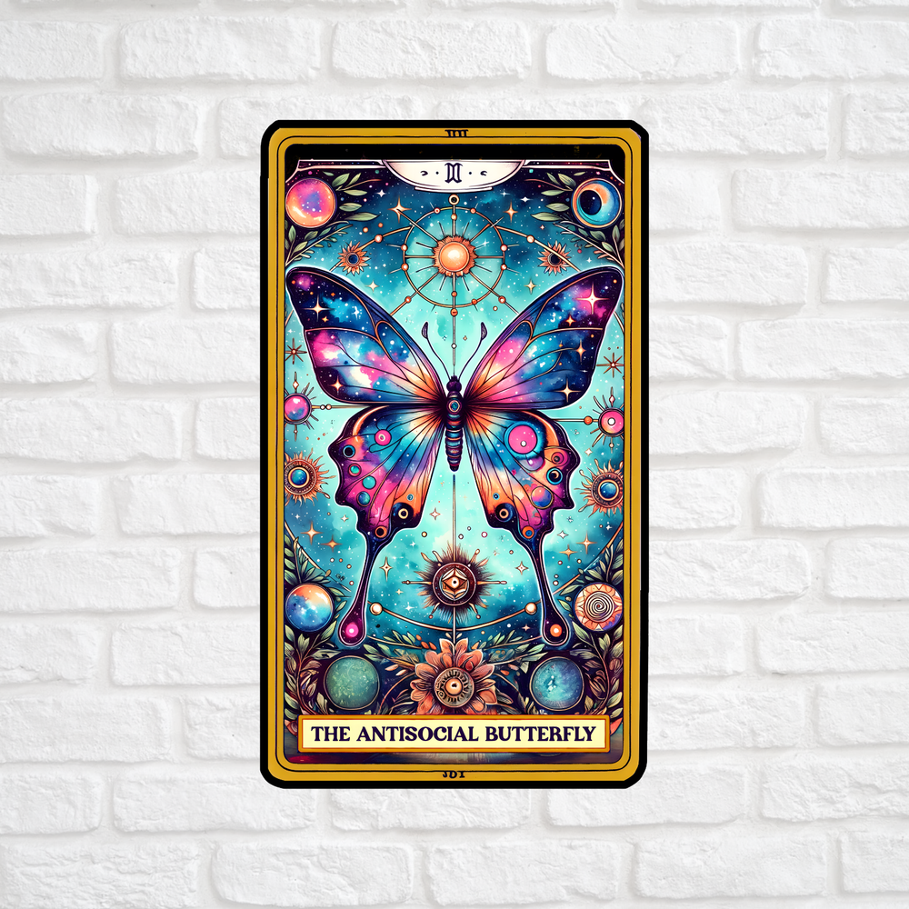 Gothic funny antisocial butterfly tarot card vinyl decal sticker
