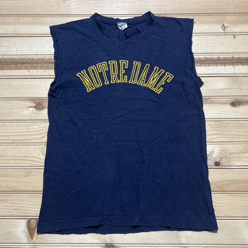Vintage 1970s Champion Blue Bar Notre Dame Spell Out Shirt Size Medium
