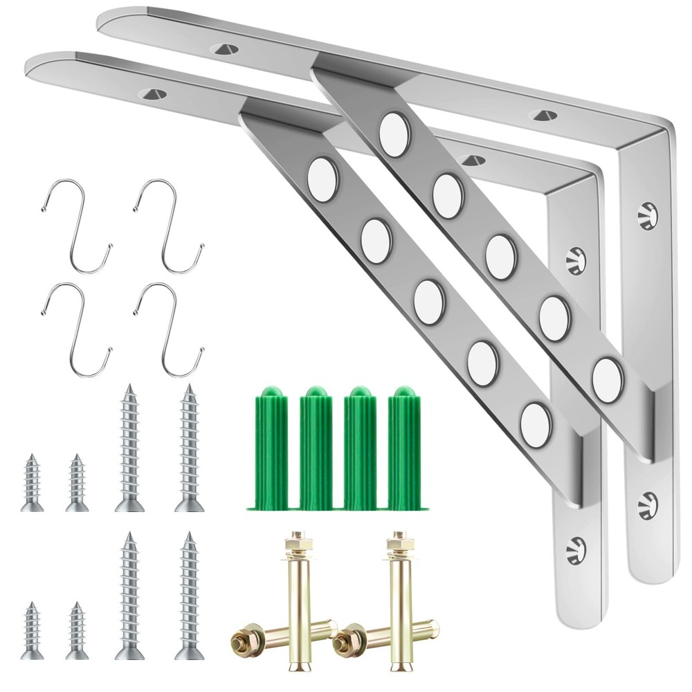 16-inch Heavy Duty Stainless Steel L-Shaped Shelf Bracket for Solid Support