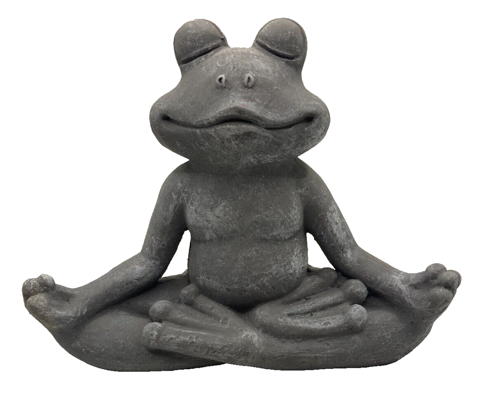 Meditating Frog Statue Ornament Buddha Zen Yoga Cement Home Garden
