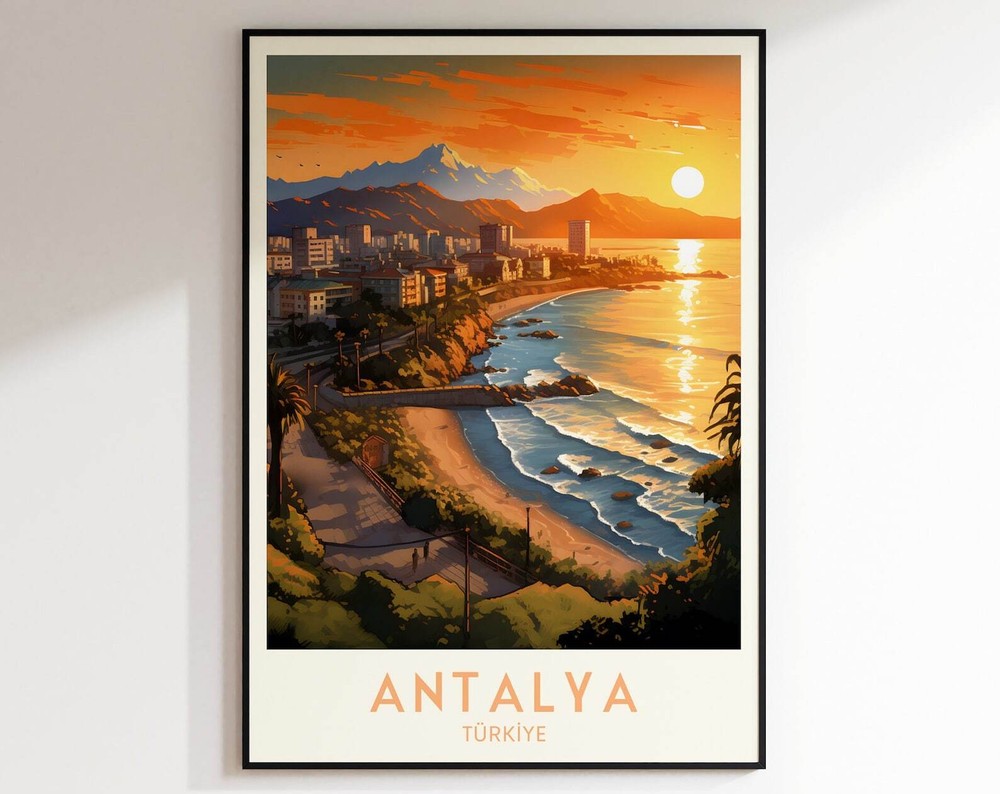 Antalya Travel Print Turkiye Print Turkiye Home Decor Retro Wall Art Wedding