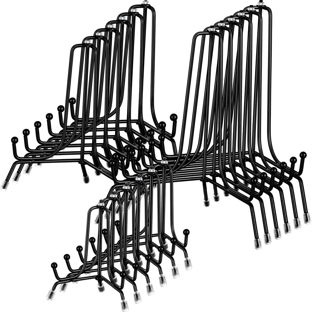 18 Pcs Black Iron Anti-Slip Easel Plate Stands for Displaying Pictures and Art