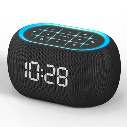 Alarm Clock FM Radio with Bluetooth Speaker, Hi-Fi Stereo Sound, 7 Night Black