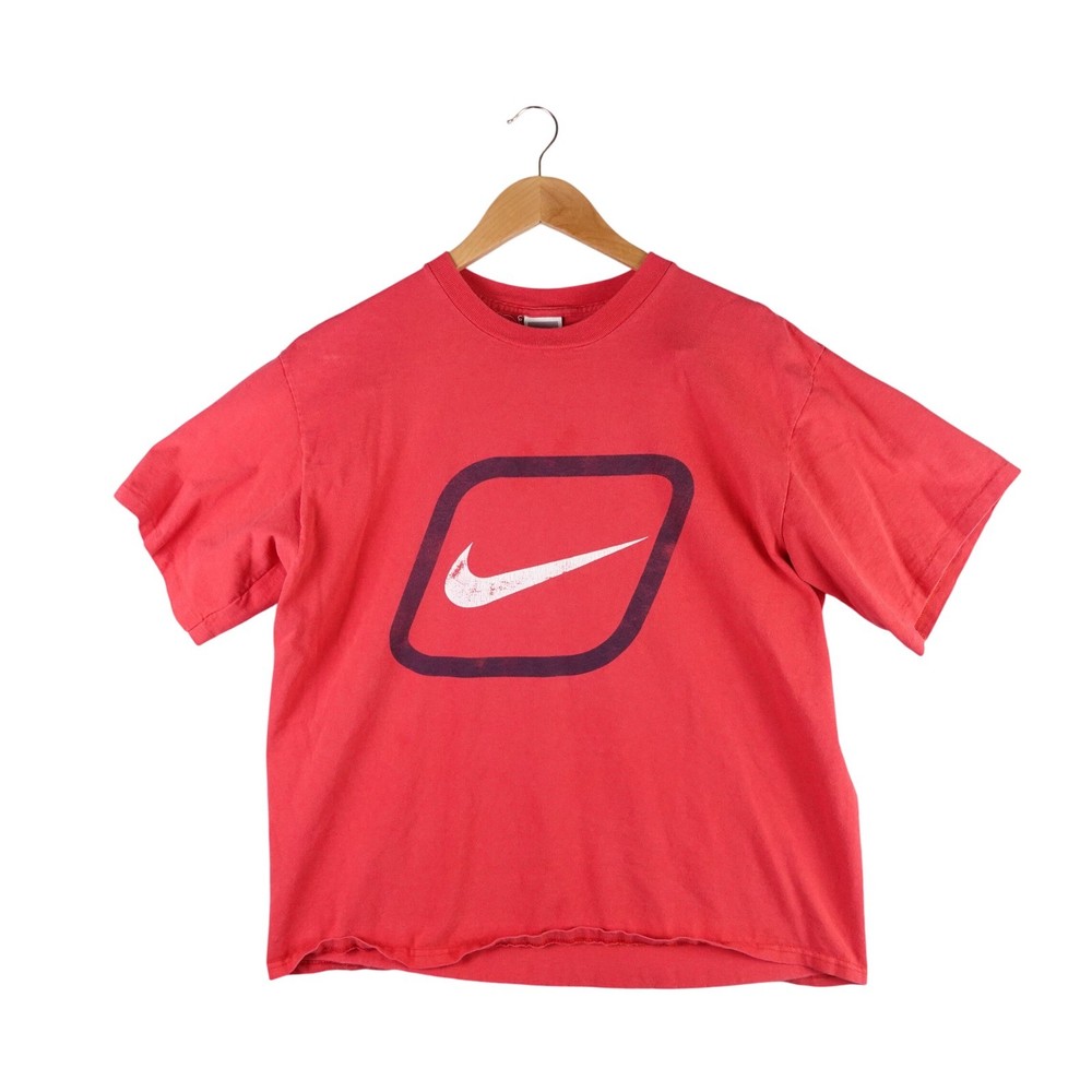 Vintage Nike Swoosh T Shirt Mens Large Red Single Stitch Made in USA 90s Graphic