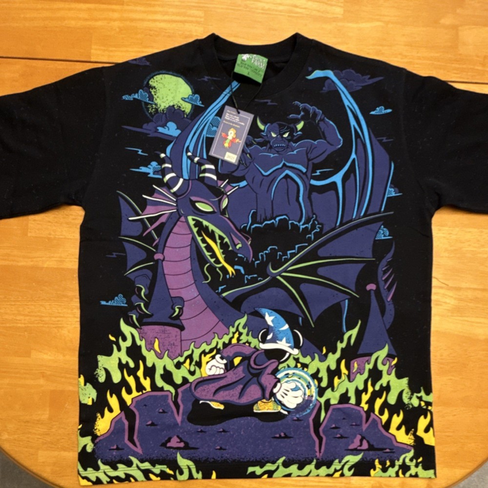 The Shirt Farm Mickey Mouse Fantasia Graphic T-Shirt Black Men's Size L