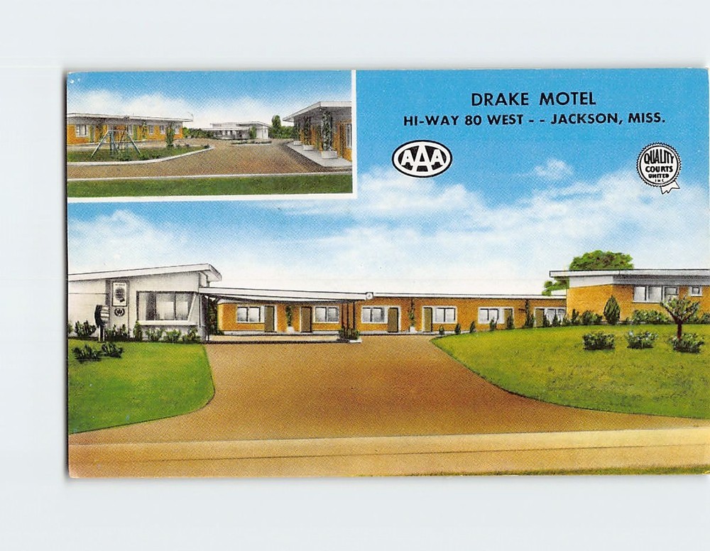Postcard Drake Motel Jackson Mississippi USA
