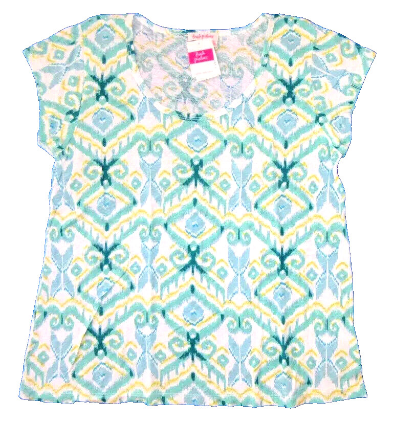 FRESH PRODUCE Medium White $49 Ikat Vintage Slub Cotton Scoop Top NWT New M