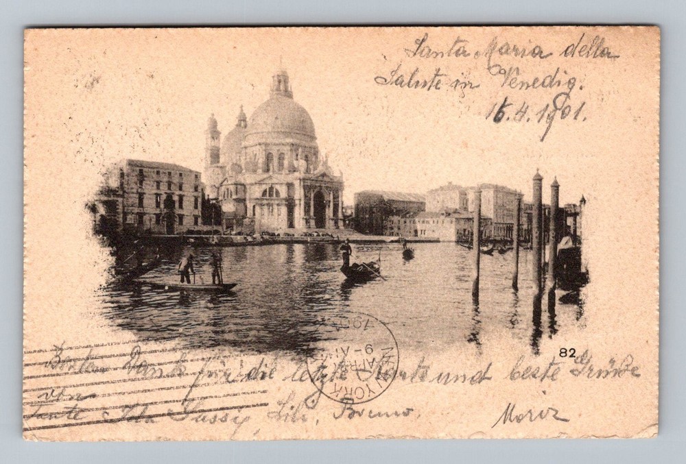 Italy- Venice Scenic Coastal View Gondolas Old Card Postal PC Vintage Postcard