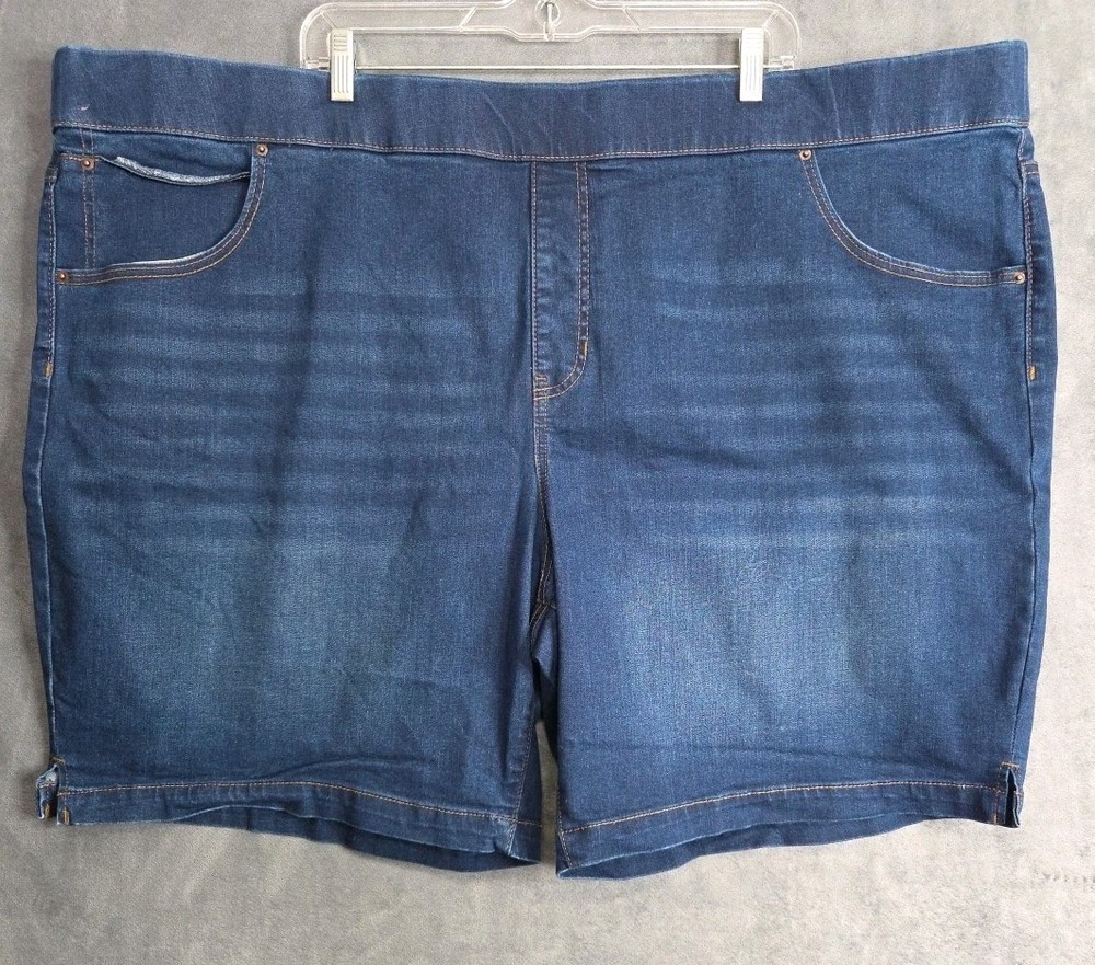 Terra & Sky Plus Size 5‑Pocket Pull‑On Dark Denim Shorts Women’s 4X NWT