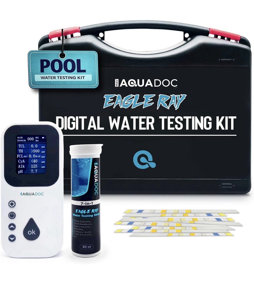 Eagle Ray Digital Pool Water Test Kit by AquaDoc with Digital Water Tester and 3
