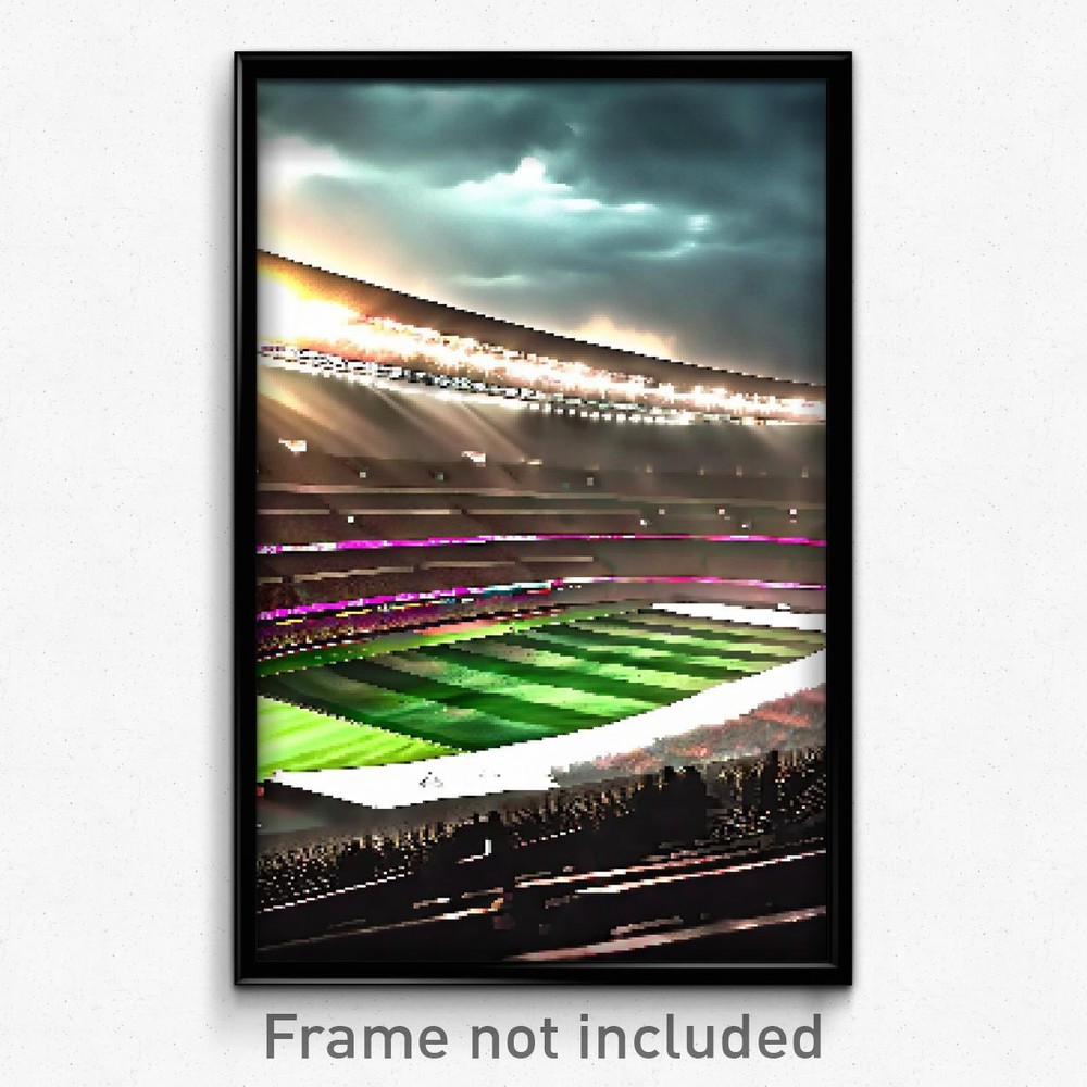 8-Bit Thunderous Stadium Pixel Art Gaming Poster - Psychedelic Retro Print