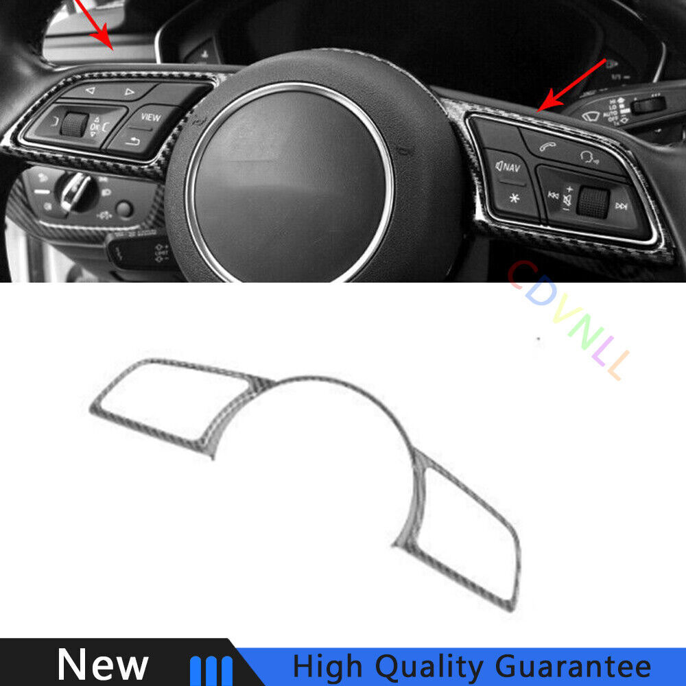 For Audi A4 A5 2017-2019 Carbon Fiber Car Steering Wheel Switch Cover Trim 1PCS