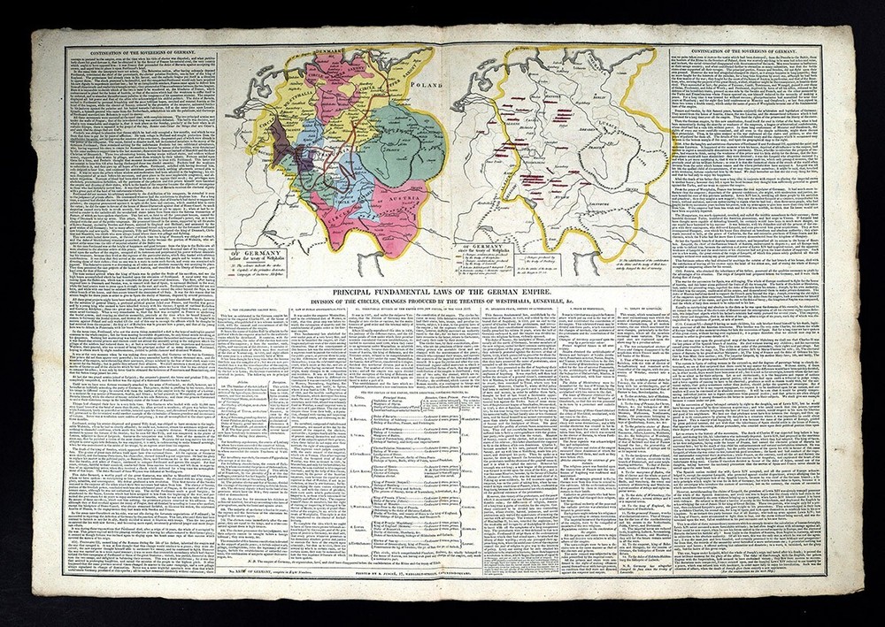 1818 Le Sage Map Germany Peace Treaty of Westphalia 1649 Division of Circles