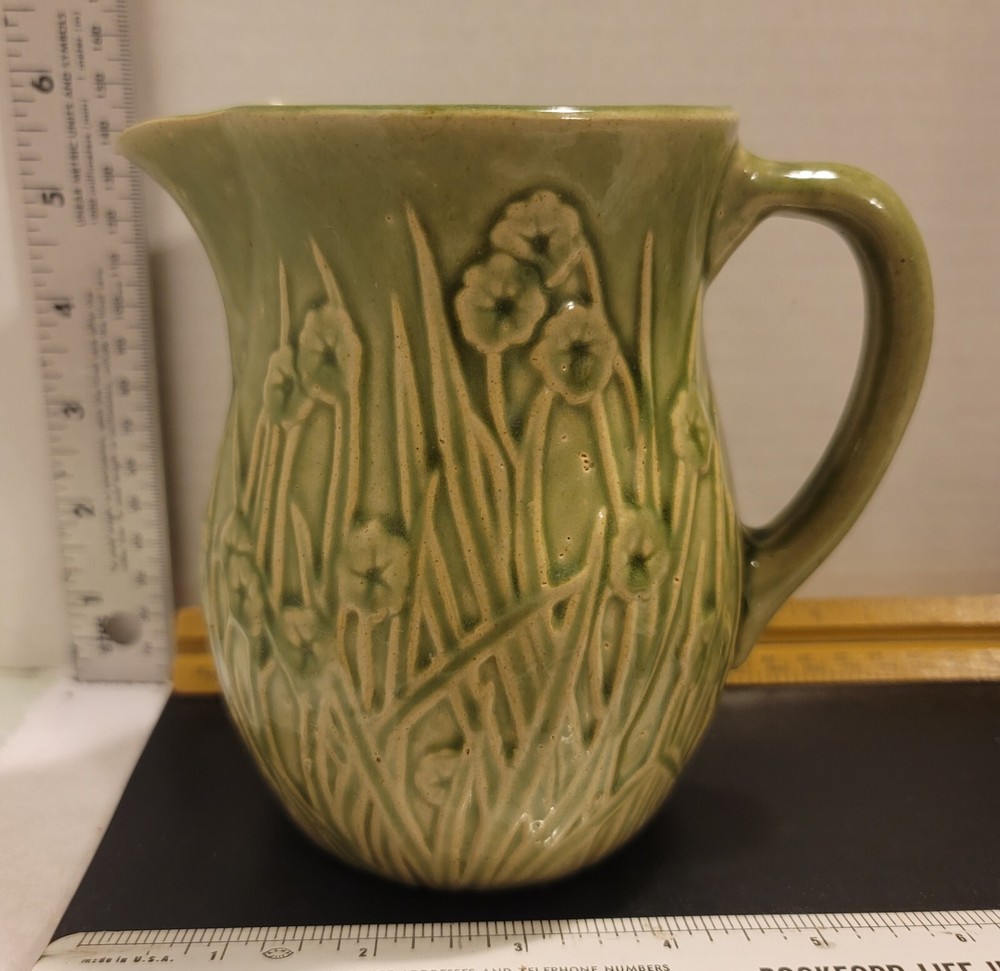 VINTAGE McCOY GREEN DAFFODIL'S PITCHER  HTF