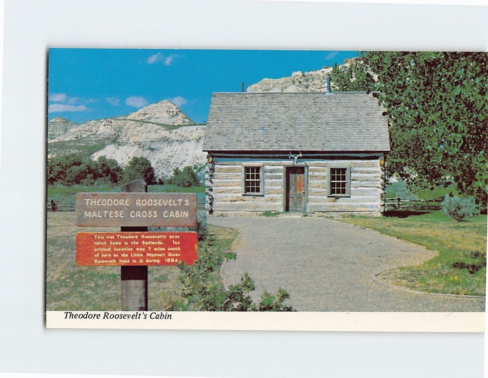 Postcard Theodore Roosevelt's Maltese Cross Cabin Medora North Dakota USA
