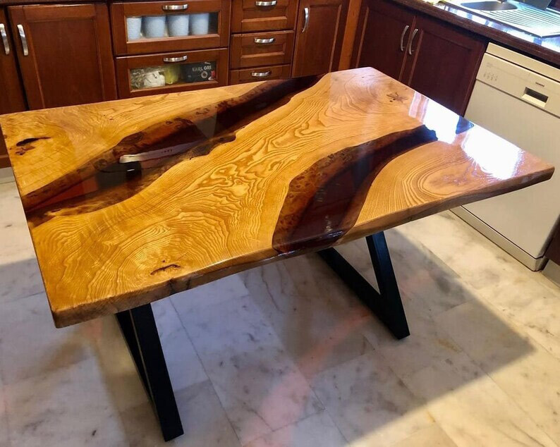 Black Epoxy Table, Epoxy Coffee Table, Epoxy Dining Table, Live edge Table Tops