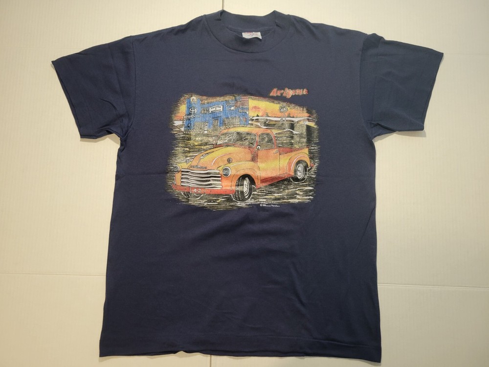 Vintage Chevy Trucks Arizona Men's Black Dark Blue Single Stitch Shirt Size M