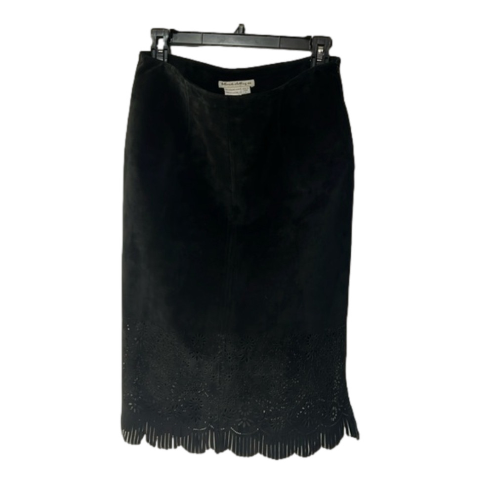 Women’s Telluride clothing company black leather skirt size 6 side zip