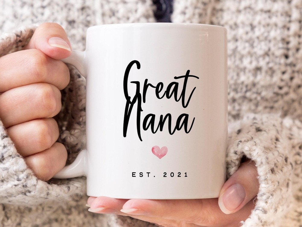 Great Nana Est 2021 Coffee Mug Pregnancy Announcement Coffee Mug Custom Gift To