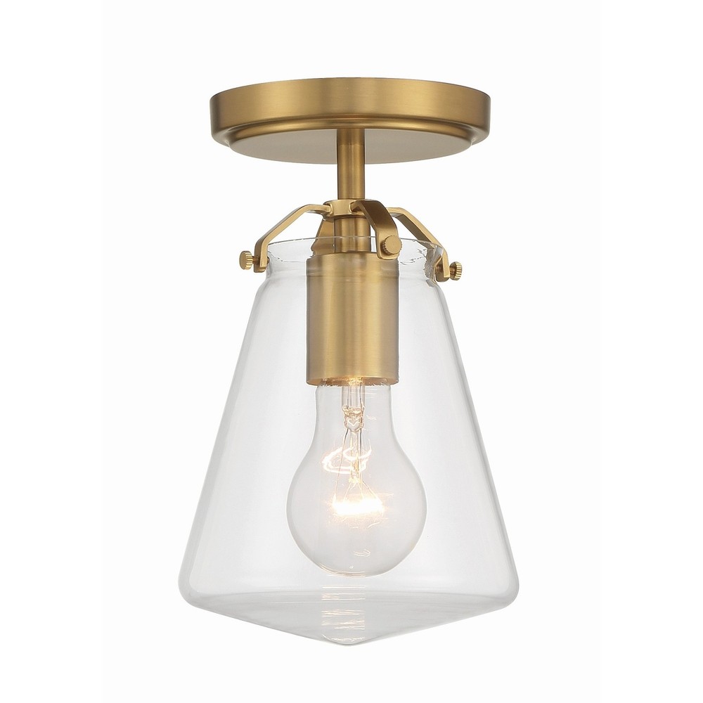 Voss 1 Light Luxe Gold Semi Flush Mount Ceiling Fixture 5.75W x 9.25H
