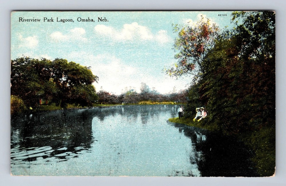 Omaha NE-Nebraska Riverview Park Lagoon Vintage Postcard
