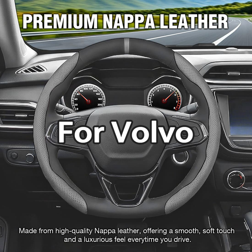 2PCS Segmented Steering Wheel Cover for Kia Optima Forte Soul Nappa Leather 15''