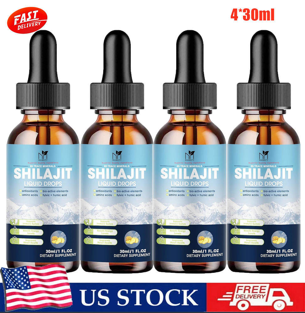4-Pack 30mL Organic Himalayan Shilajit with Fulvic Acid, High Potency-image
