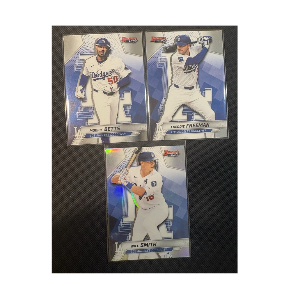 2023 Bowman's Best Los Angeles Dodgers 3 Card Lot Betts Freeman Will Smith