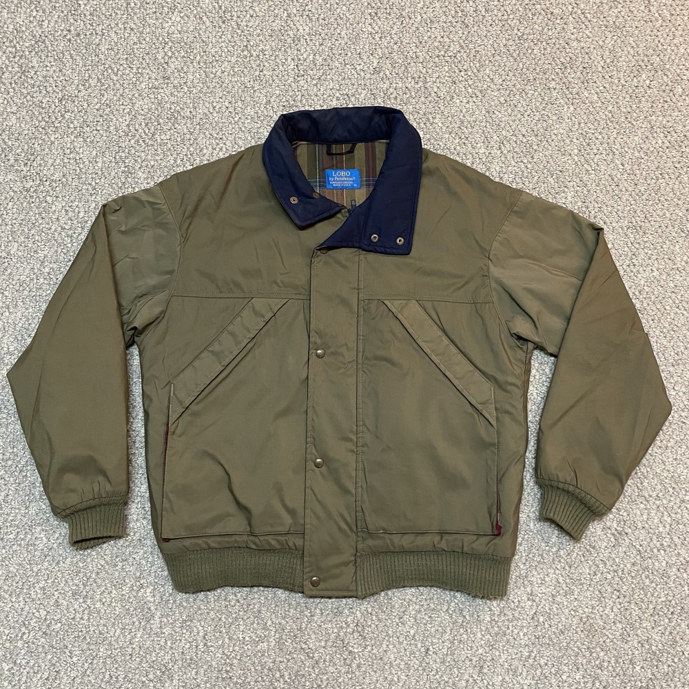Vintage LOBO by Pendleton Army Green Thinsulate Flannel Lined Bomber Jacket M