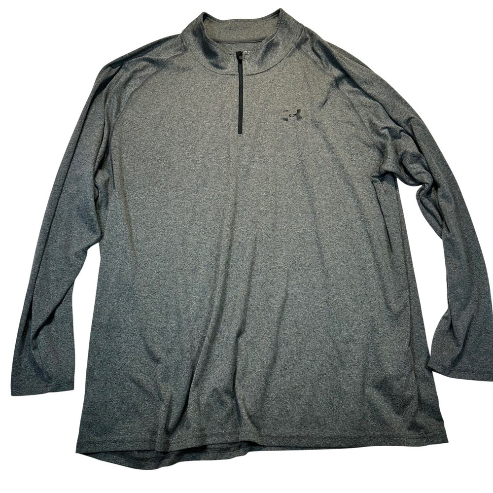 Under Armour Mens 3XL HeatGear Tech 1/4 Zip Pullover Gray Heather Athleisure