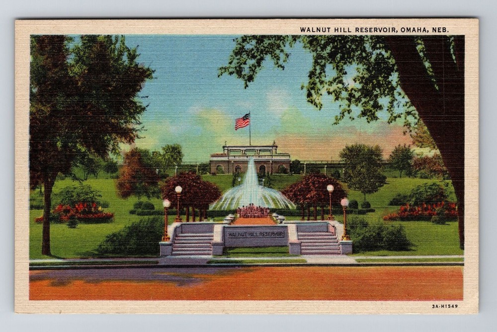 Omaha NE-Nebraska, Walnut Hill Reservoir, Vintage Postcard
