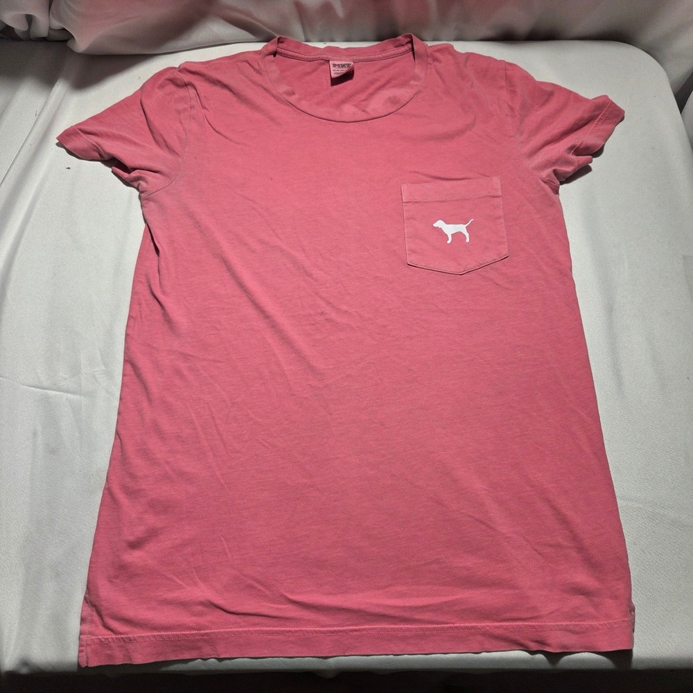 Victoria's Secret PINK Pocket T-Shirt Pink Short Sleeve Dog Logo XS