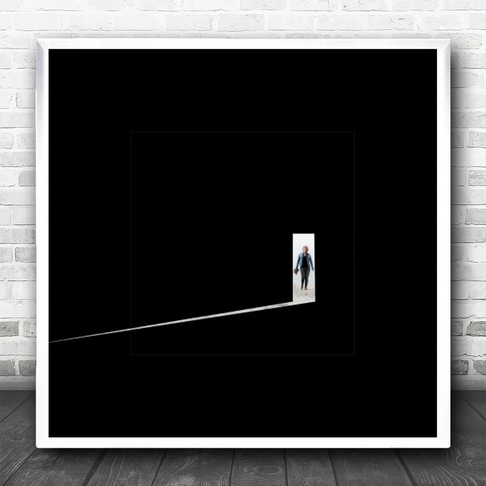 Woman Light Beach Sea Ocean Box The Unknown Square Wall Art Print
