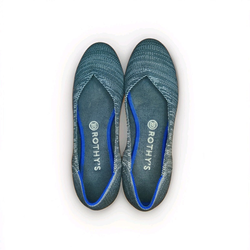 Rothys Birdseye Flats 7.5 Gray Charcoal Sole Womens Slip On Comfort Shoes