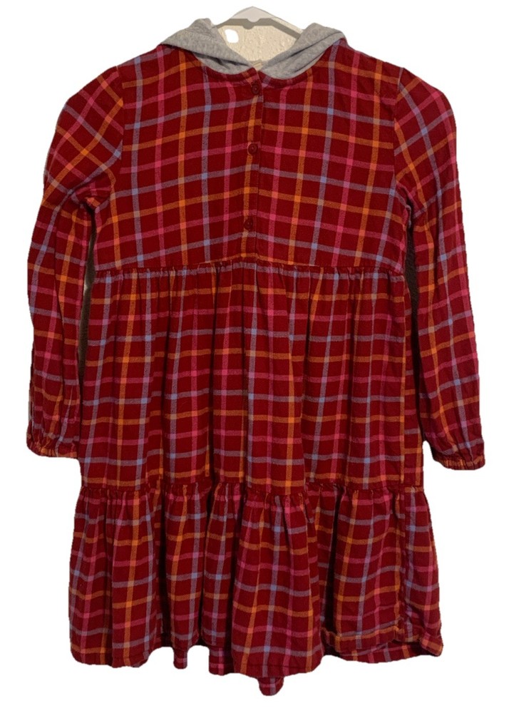 Tucker + Tate Girls Flannel Hooded Dress Size 7    21” Underarm To Hem