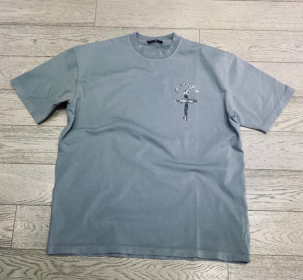 Chrome Hearts T-shirt Gray Destroyed Logo Print Malibu Oversized Size L