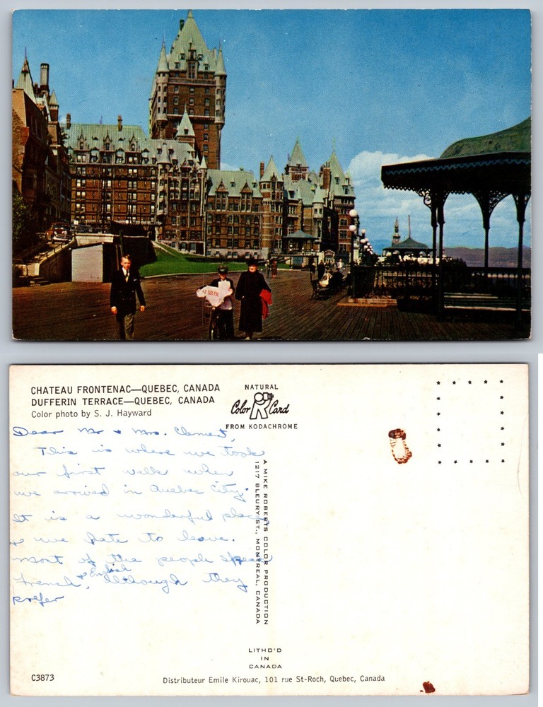 Chateau Frontenac Dufferin Terrace Quebec Canada Postcard