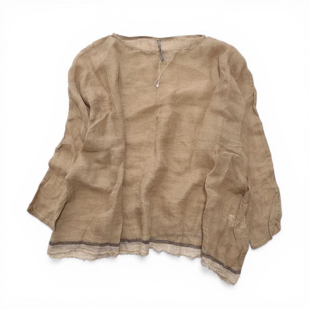 Veritecoeur Linen Pullover Blouse Beige Free Size Unused