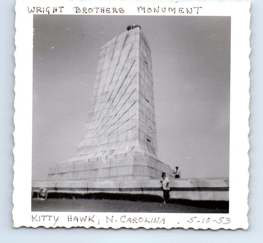 Old Vintage Square Photo WRIGHT BROTHERS MONUMENT KITTY HAWK NC 1953 SNAPSHOT